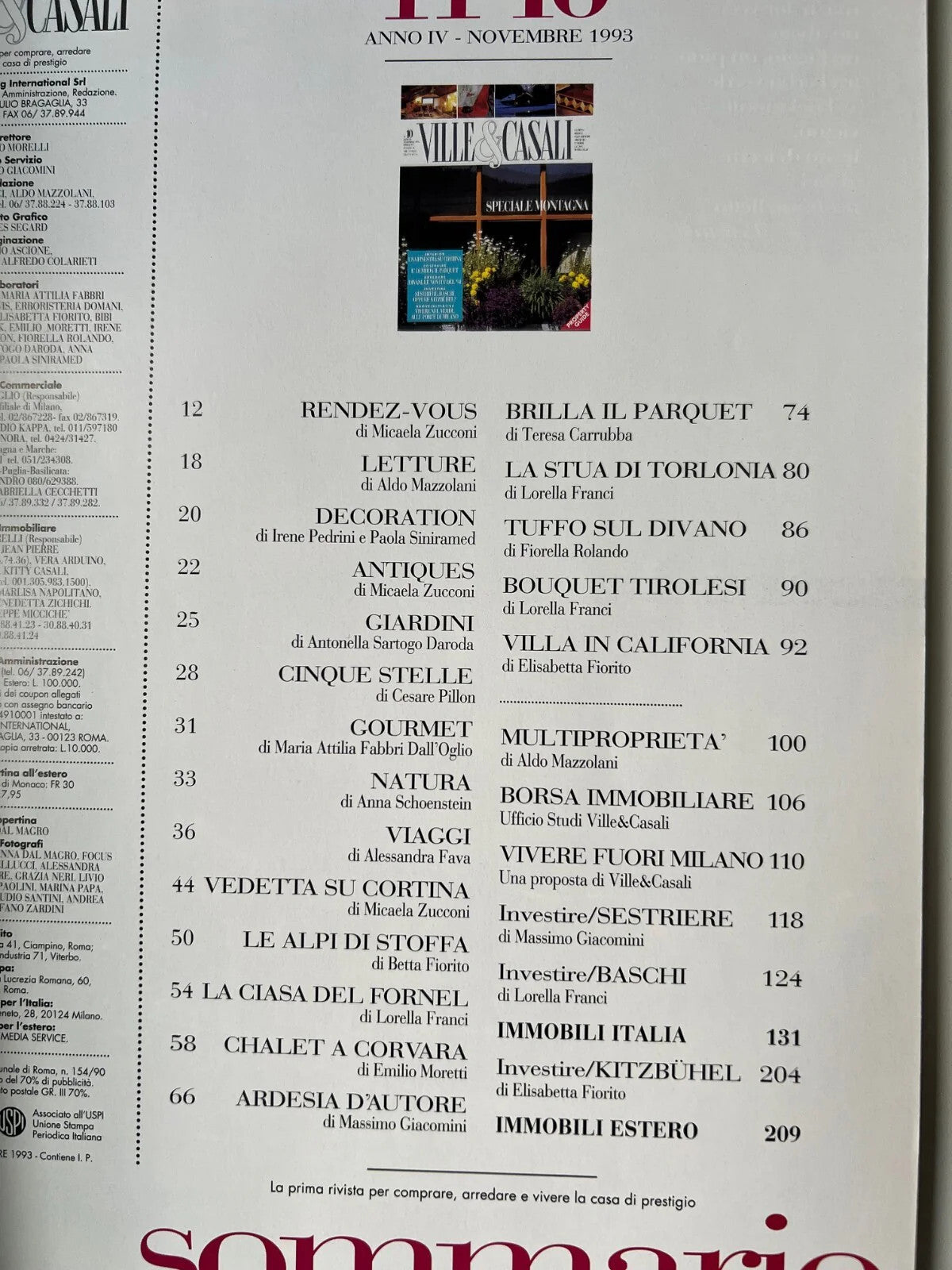 VILLE E CASALI SPECIALE MONTAGNA N. 10 NOVEMBRE 1993