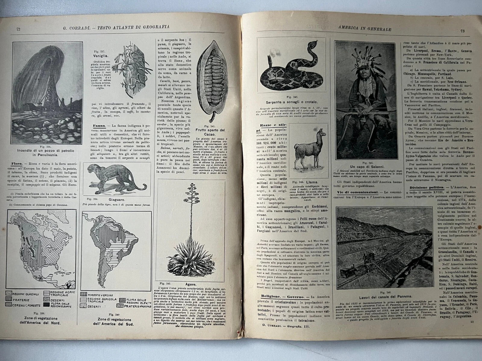 G. CORRADI TESTO ATLANTE DI GEOGRAFIA VOLUME TERZO REMO SANDRON 1911 F. NONNI