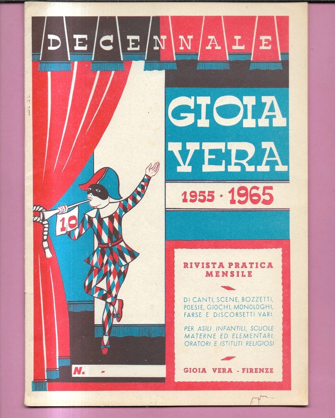 GIOIA VERA N. 1 ANNO 1965 CANTI, POESIE , SCENE SCUOLA PARROCCHIE ASILI BAMBINI