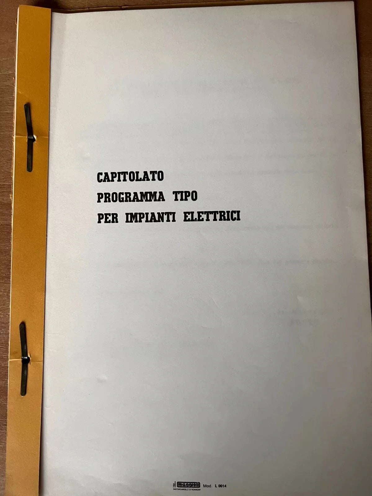INGEGNERIA CAPITOLATO PROGRAMMA TIPO PER IMPIANTI ELETTRICI 1978