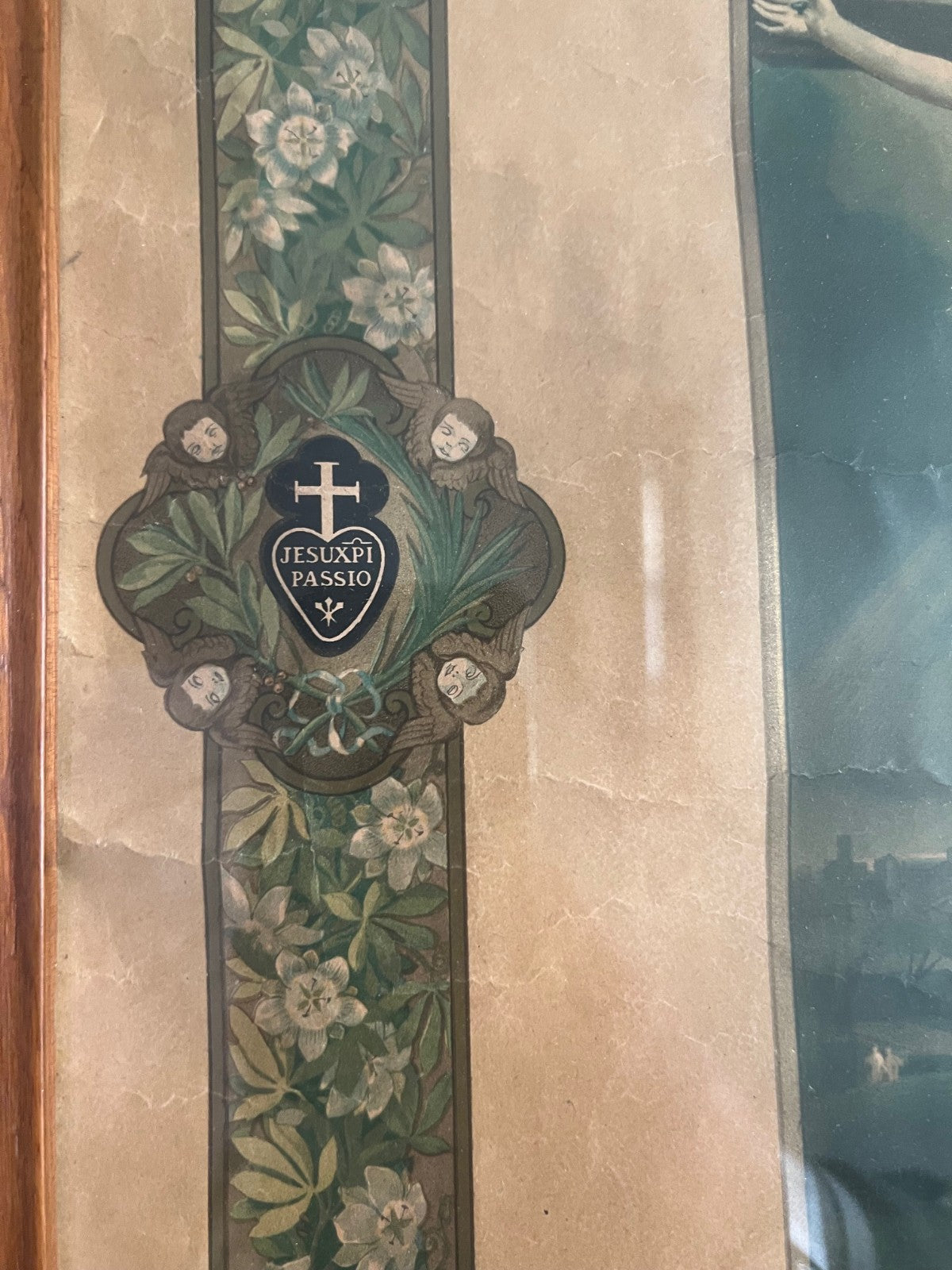 Stampa religiosa per l'adorazione del crocifisso dedica Papa Benedetto XV 1917