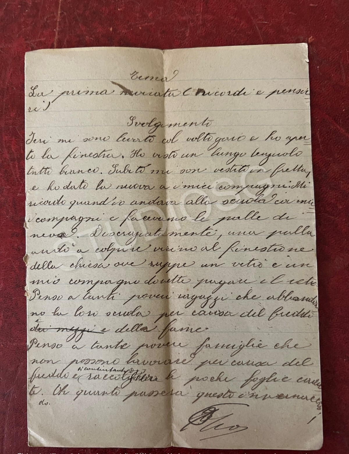 1896 LOTTO SEI TEMI MANOSCRITTI SCUOLA ALUNNI CAVA DE' TIRRENI SALERNO MANOSCRIT