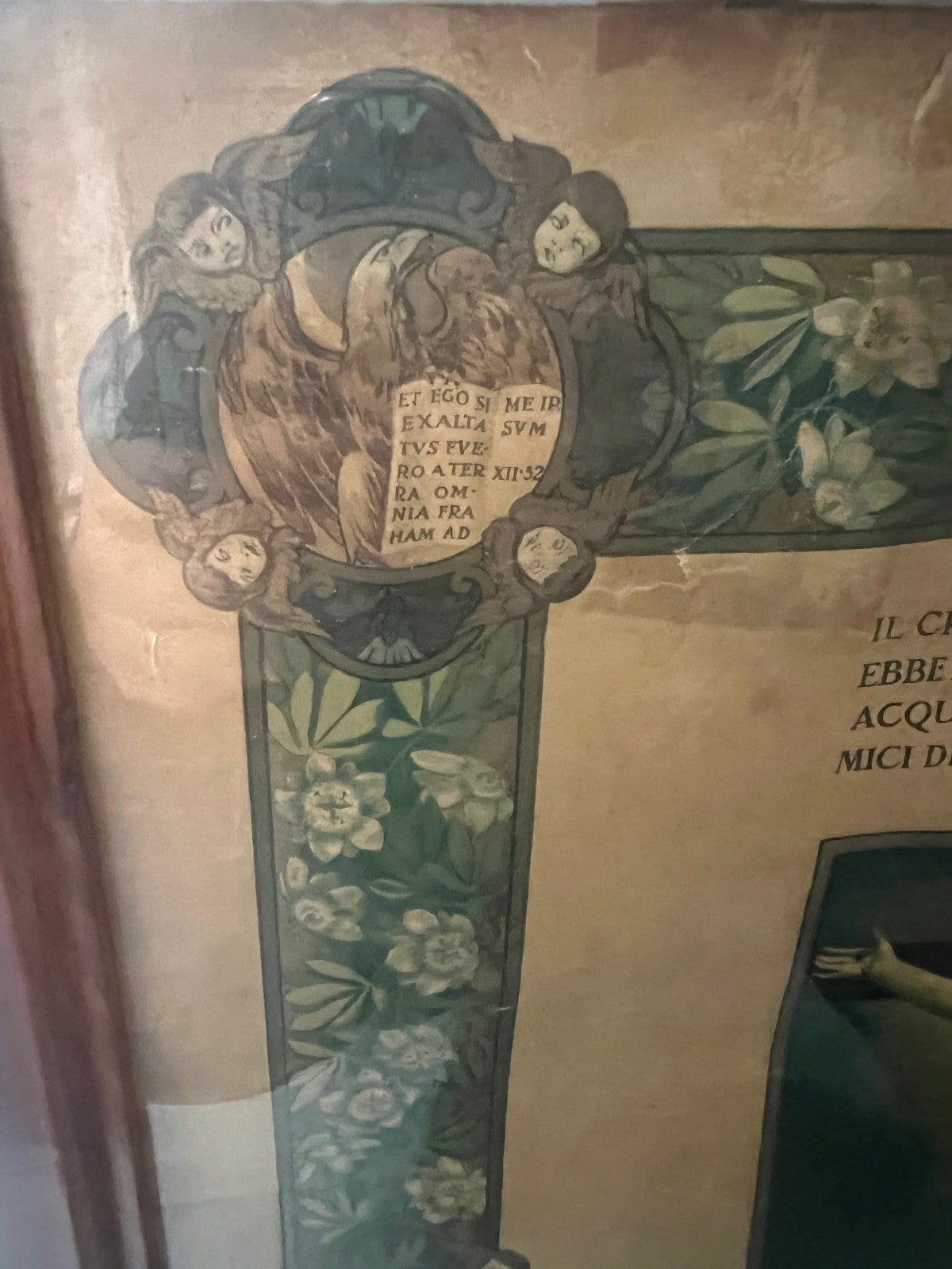 Stampa religiosa per l'adorazione del crocifisso dedica Papa Benedetto XV 1917