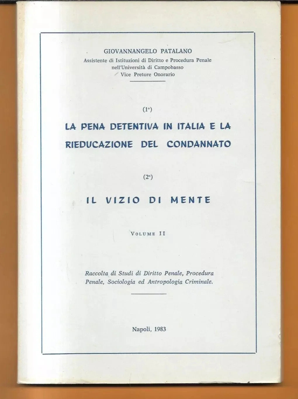 LA PENA DETENTIVA IN ITALIA E LA RIEDUCAZIONE DEL CONDANNATO - IL VIZIO DI MENTE