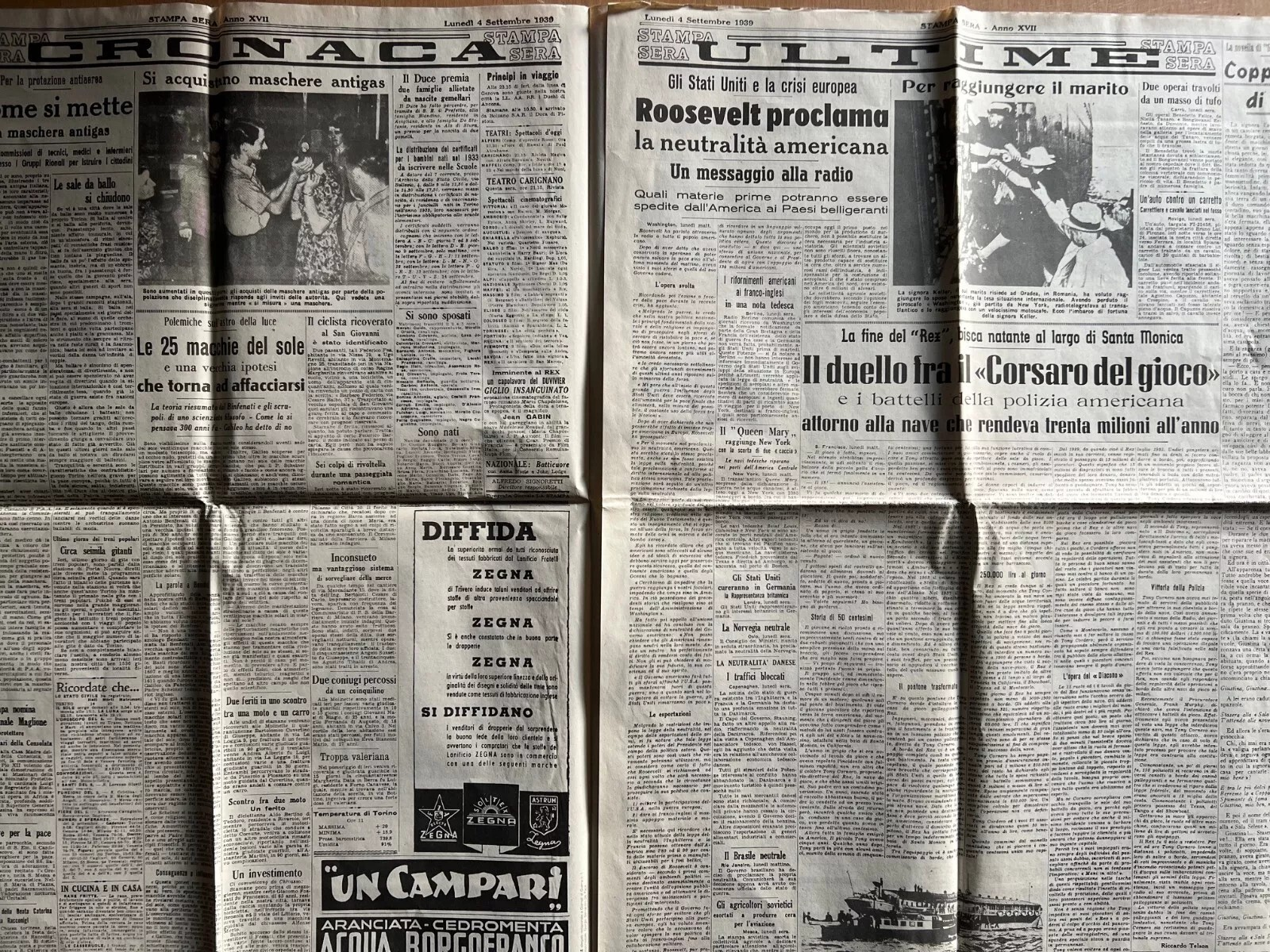 SECONDA GUERRA MONDIALE 4 SETTEMBRE 1939 STAMPA SERA INIZIO OPERAZIONI TERRESTRI