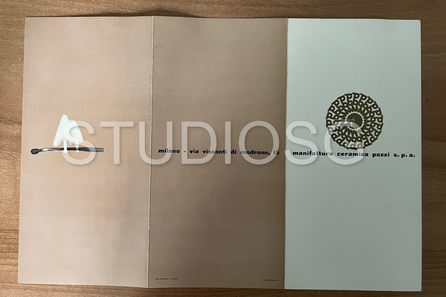 PUBBLICITARIO BIGLIETTO AUGURI MANIFATTURA CERAMICA POZZI 1965 AGENZIA AGE MILAN