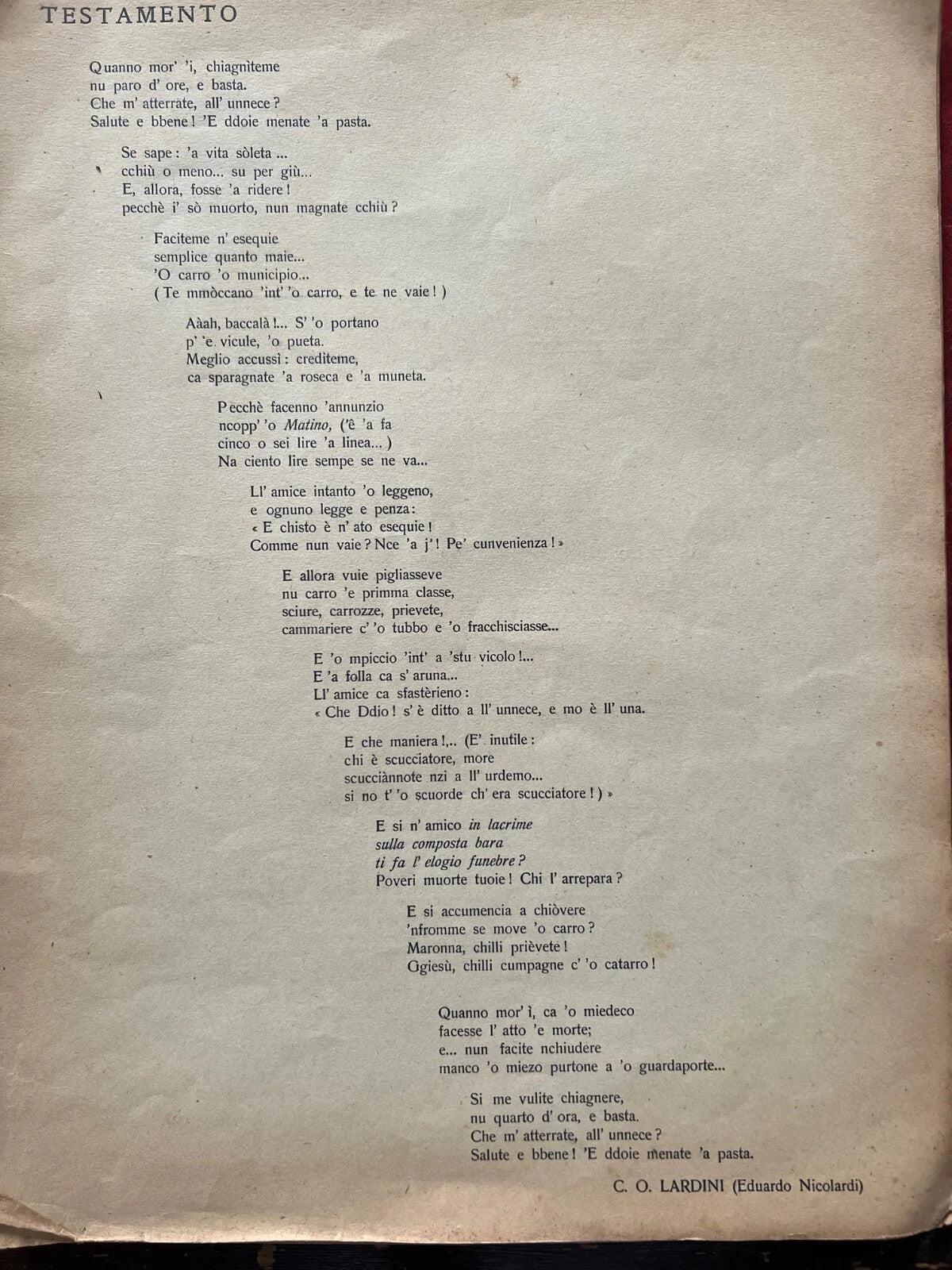 NAPOLI 1920 PER CANTARE VERSI PROSA MUSICA, E.A. MARIO - E. NICOLARDI SPARTITI