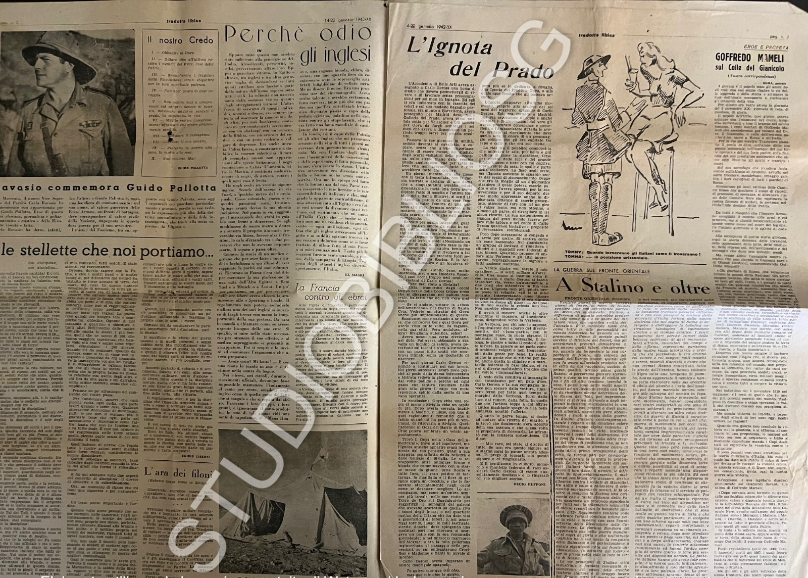 TRADOTTA LIBICA SETTIMANALE DEL SOLDATO IN LINEA GENNAIO 1942 MUSSOLINI COLONIE