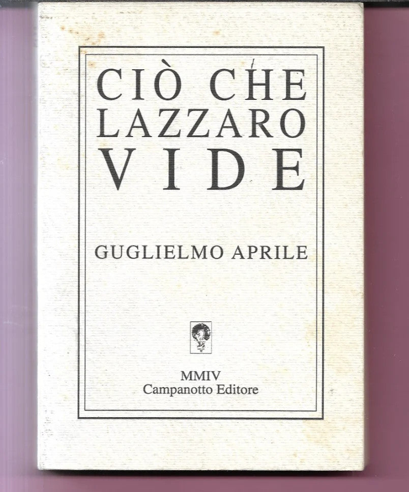 CIO' CHE LAZZARO VIDE ( POESIE ) GUGLIELMO APRILE , 2004 CAMPANOTTO EDITORE