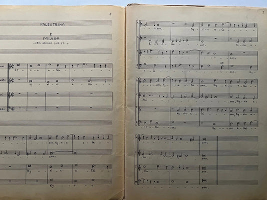 SPARTITO MANOSCRITTO PALESTRINA VENI SPONSA CHRISTI , MUSICA E TESTO