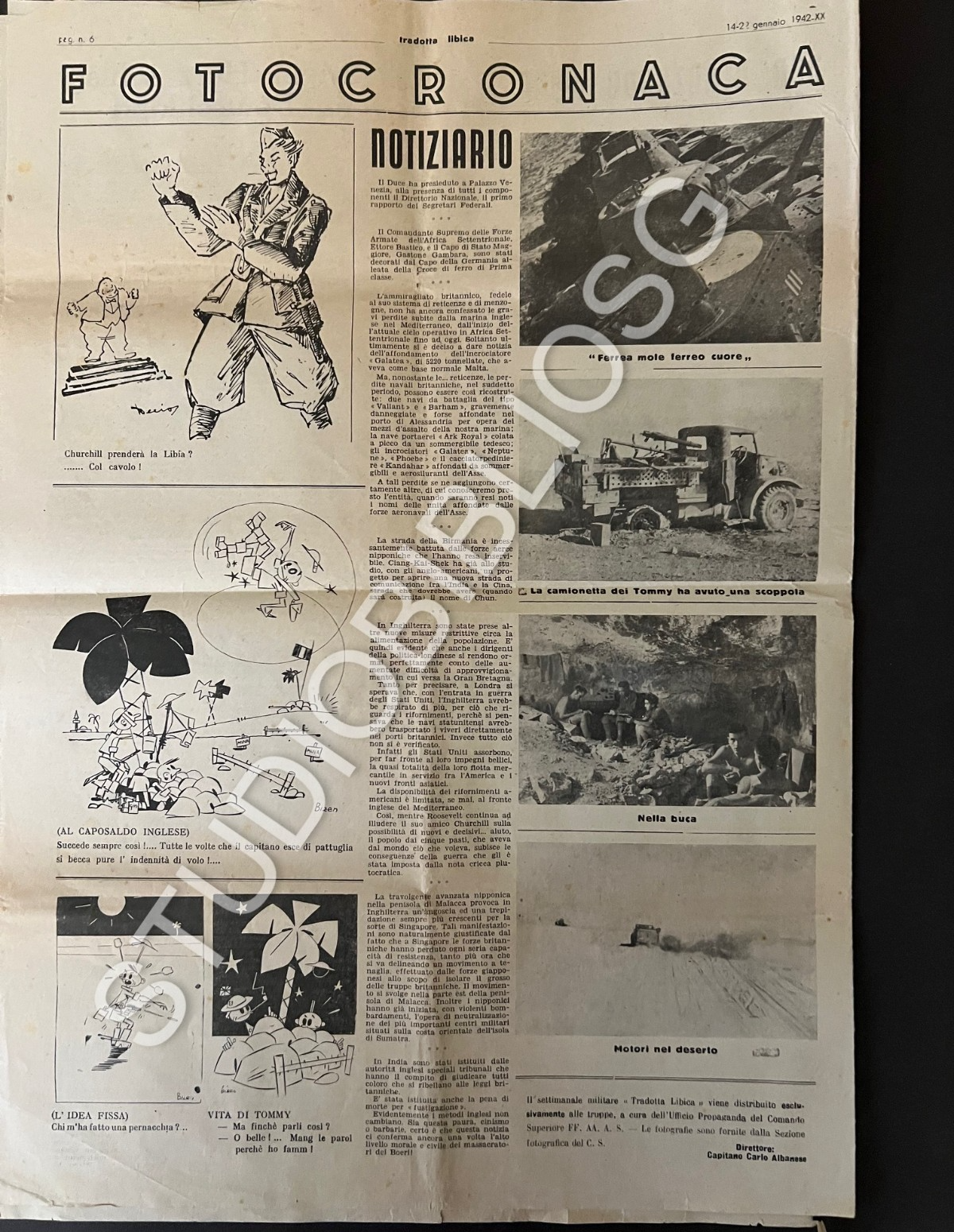 TRADOTTA LIBICA SETTIMANALE DEL SOLDATO IN LINEA GENNAIO 1942 MUSSOLINI COLONIE