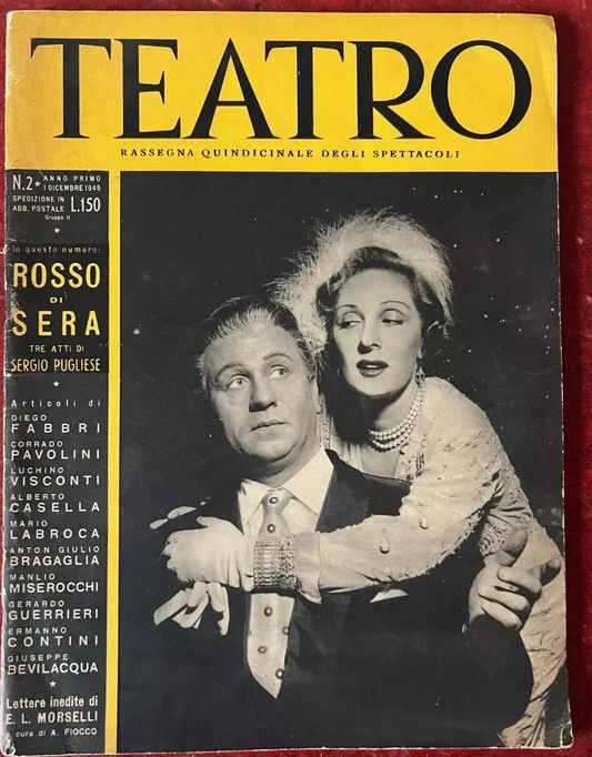 TEATRO ANNO I N° 2 1949 RASSEGNA QUINDICINALE DEGLI SPETTACOLI VISCONTI PAVOLINI