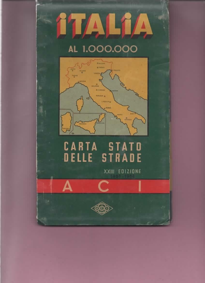 ACI ITALIA AL 1.000.000 CARTA STATO DELLE STRADE 1955