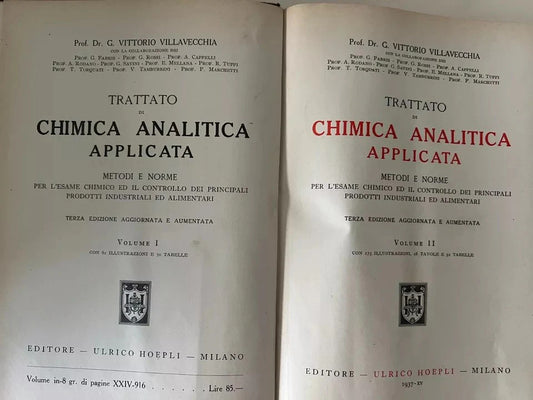 VILLAVECCHIA TRATTATO DI CHIMICA ANALITICA APPLICATA VOL. II HOEPLI 1937