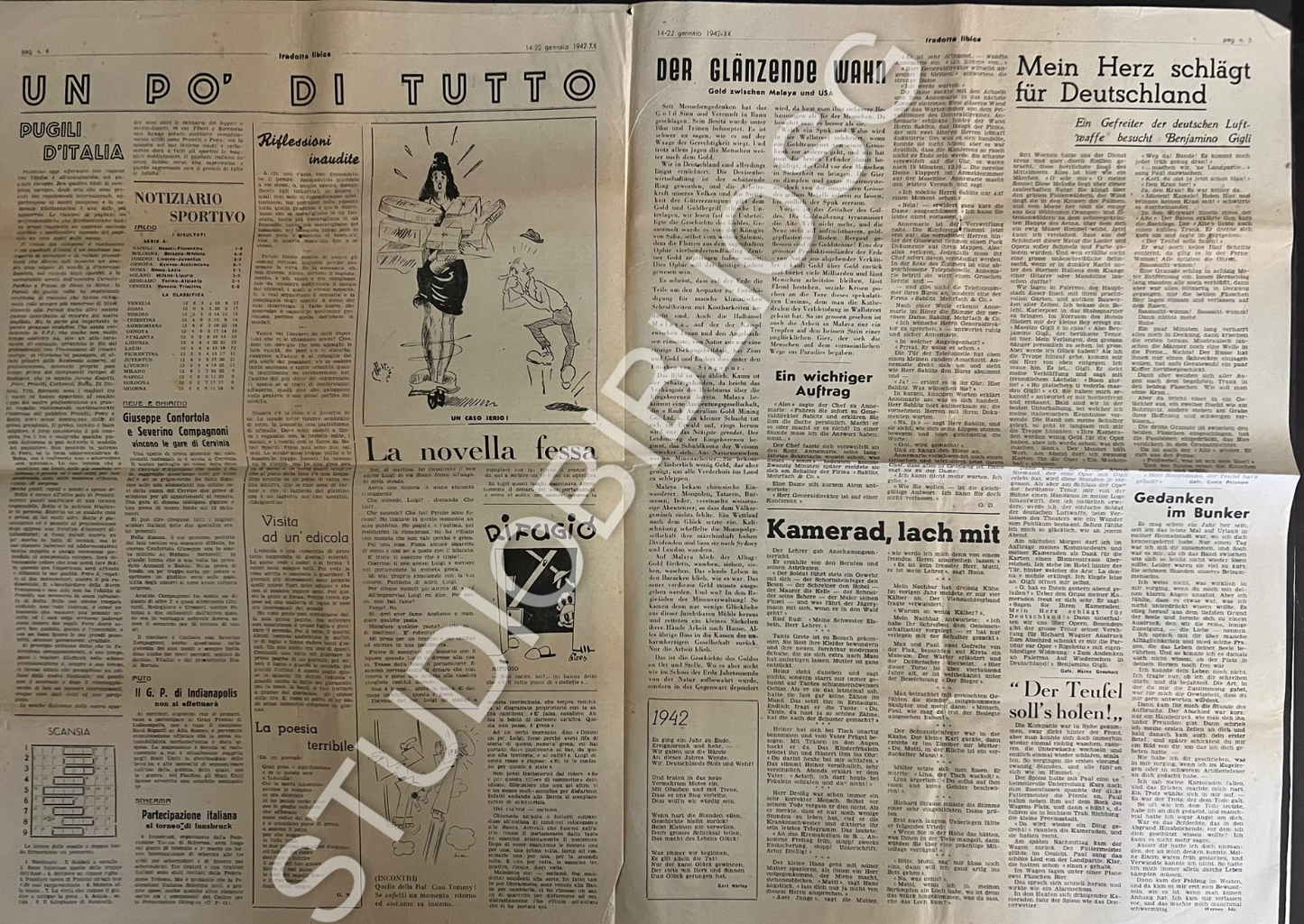 TRADOTTA LIBICA SETTIMANALE DEL SOLDATO IN LINEA GENNAIO 1942 MUSSOLINI COLONIE