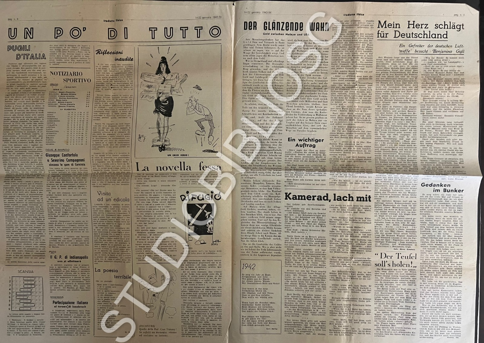 TRADOTTA LIBICA SETTIMANALE DEL SOLDATO IN LINEA GENNAIO 1942 MUSSOLINI COLONIE
