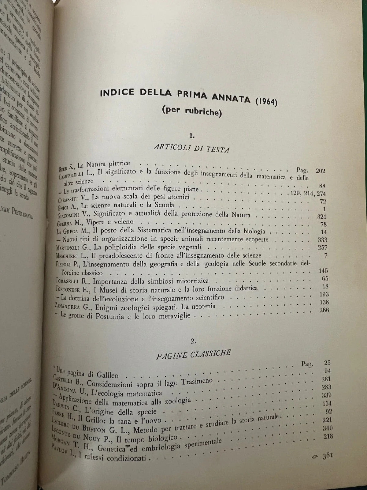 LE SCIENZE E IL LORO INSEGNAMENTO RIVISTA PER DOCENTI E CULTORI 1964 ANNATA COMP