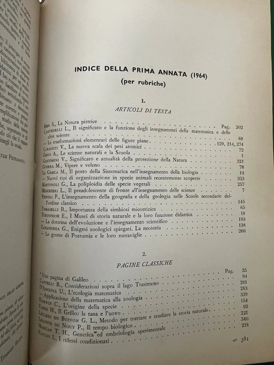 LE SCIENZE E IL LORO INSEGNAMENTO RIVISTA PER DOCENTI E CULTORI 1964 ANNATA COMP