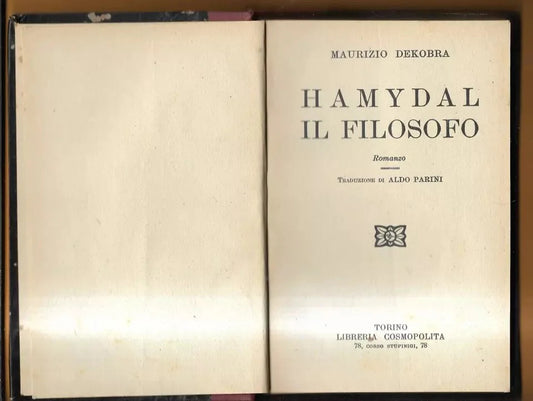 HAMYDAL IL FILOSOFO MAURIZIO DEKOBRA TORINO LIBRERIA COSMOPOLITA 1926