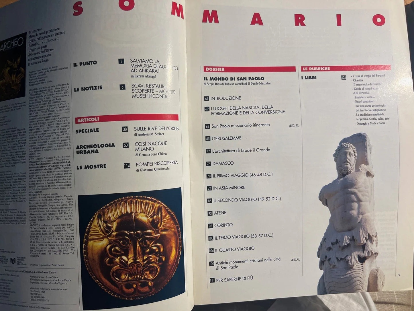 IL MONDO DI SAN PAOLO ARCHEO ANNO VIII NUMERO 11 (105) DE AGOSTINI 1993