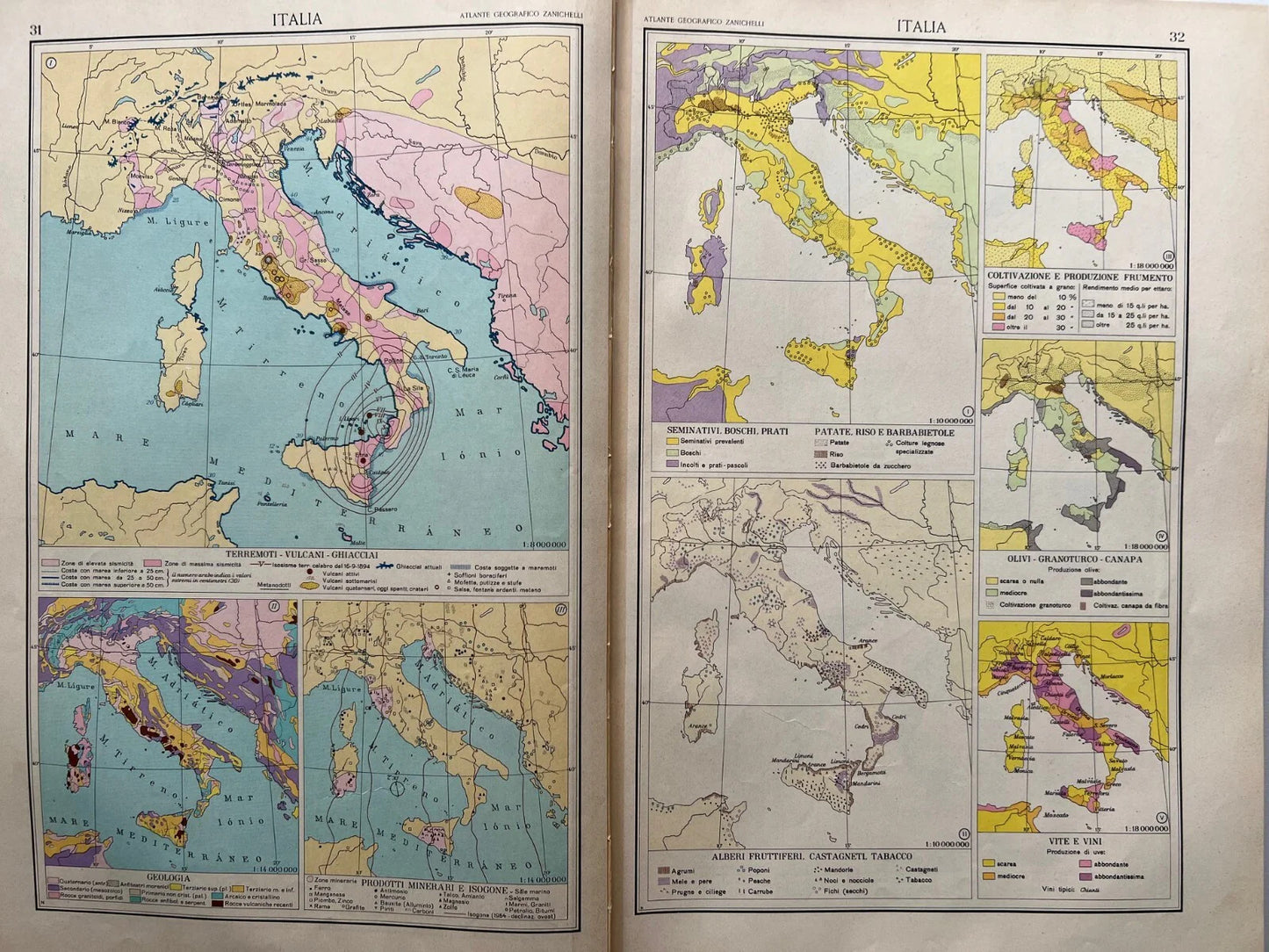 ATLANTE GEOGRAFICO ZANICHELLI 1956 NANGERONI - RICCI - CORBELLINI CON 144 TAVOLE