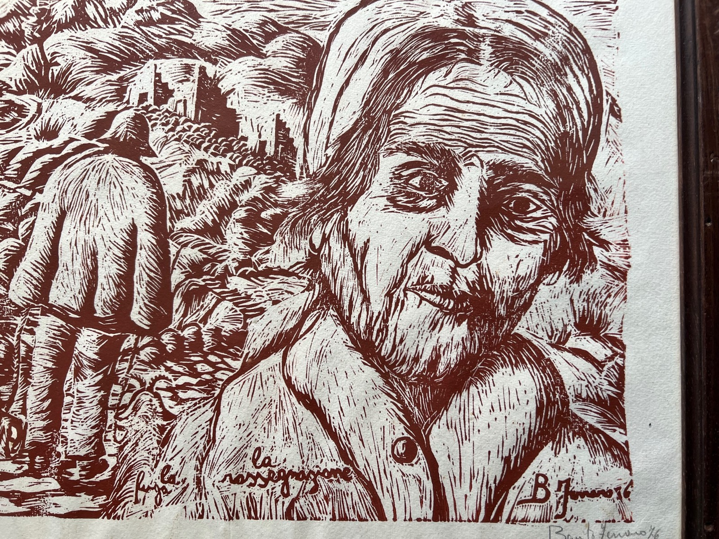 1976 TERREMOTO FRIULI XILOGRAFIA  BENITO FERRARO VICO EQUENSE cm 55 x 40