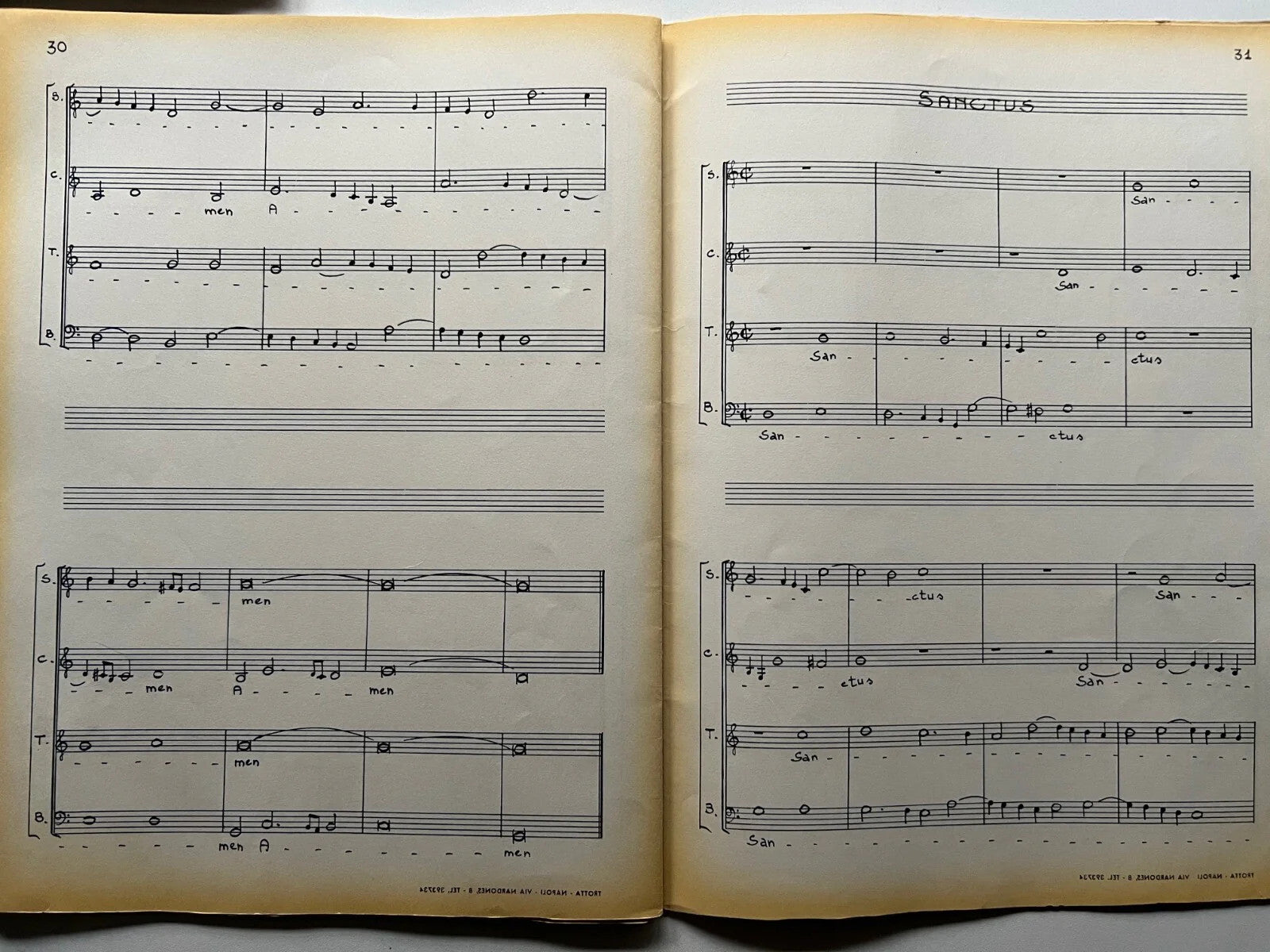 SPARTITO MANOSCRITTO ALESSANDRO SCARLATTI MESSA A 4 VOCI , MUSICA E TESTO