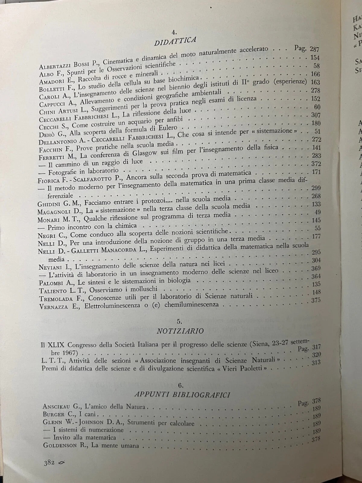 LE SCIENZE E IL LORO INSEGNAMENTO RIVISTA PER DOCENTI E CULTORI 1967 ANNATA COMP