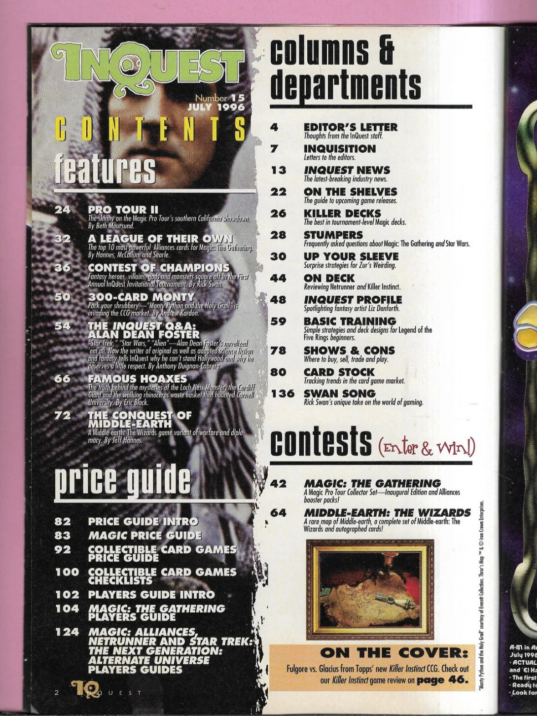 RIVISTA INQUEST N. 15, 1996 CARTE COLLEZIONABILI MTG, DOOM TROOPER, STAR TREK