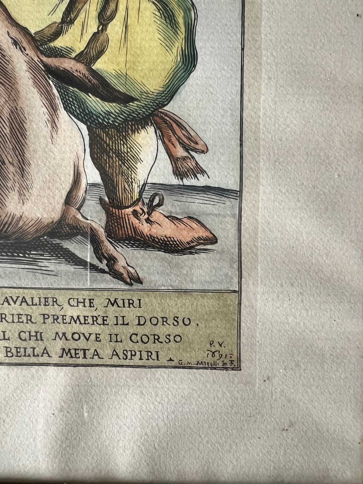 INCISIONE ACQUARELLATA GENNARO ( GENNAIO ) ACQUARIO GIUSEPPE MARIA MITELLI