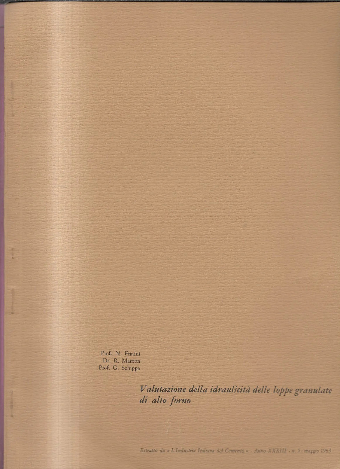 VALUTAZIONE DELLA IDRAULICITA' DELLE LOPPE GRANULATE DI ALTO FOR 1963 INGEGNERIA
