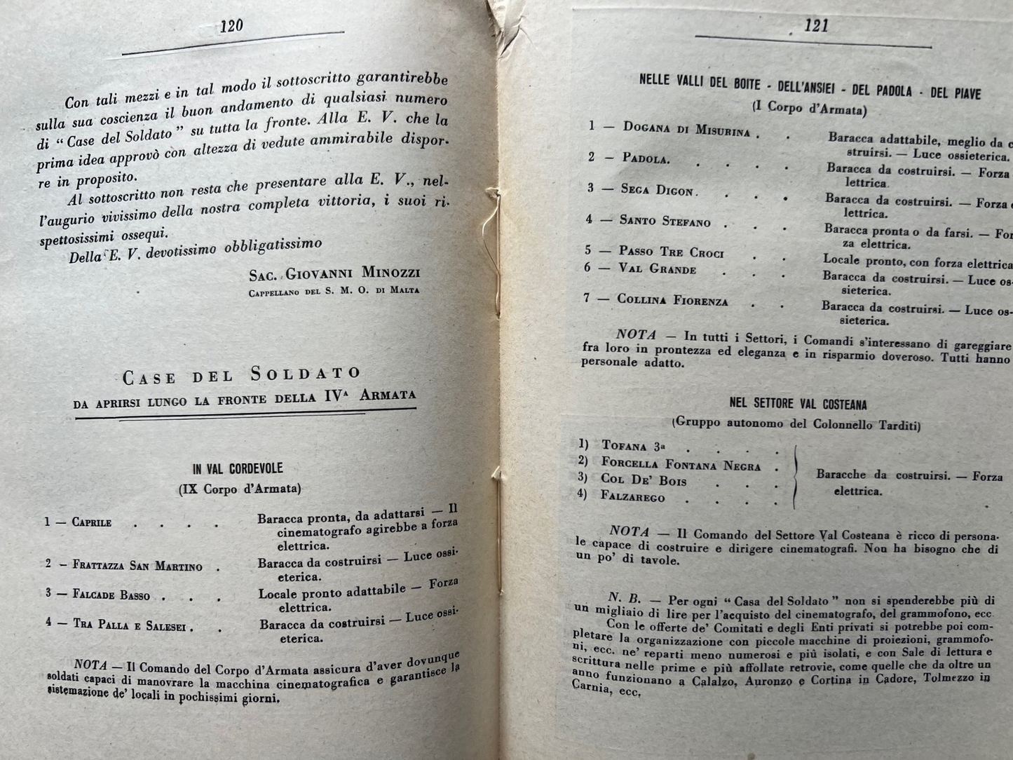 WWI P. GIOVANNI MINOZZI RICORDI DI GUERRA 1956 AMATRICE PRIMA EDIZIONE ILLUSTRA