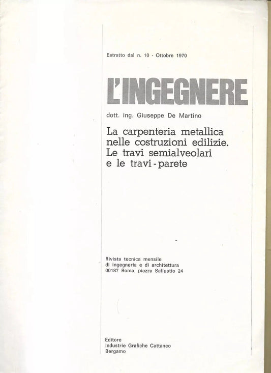 Ingegneria La Carpenteria Metallica nelle Costruzioni Edilizie De Martino 1970