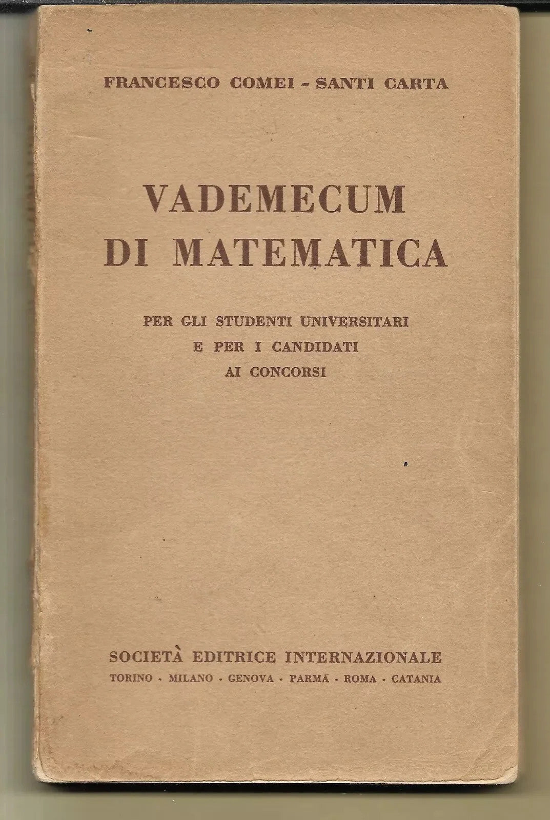 VADEMECUM DI MATEMATICA PER GLI STUDENTI UNIVERSITARI 1953