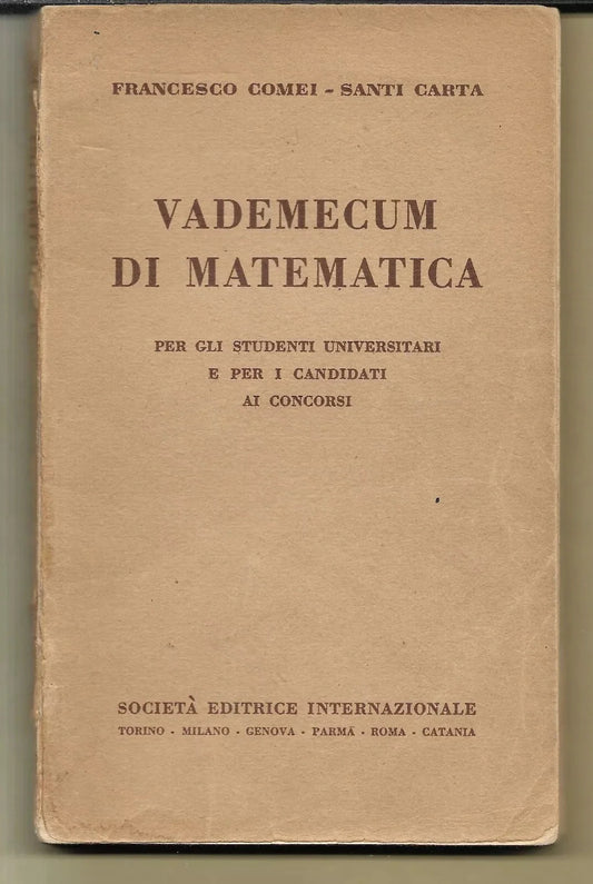 VADEMECUM DI MATEMATICA PER GLI STUDENTI UNIVERSITARI 1953