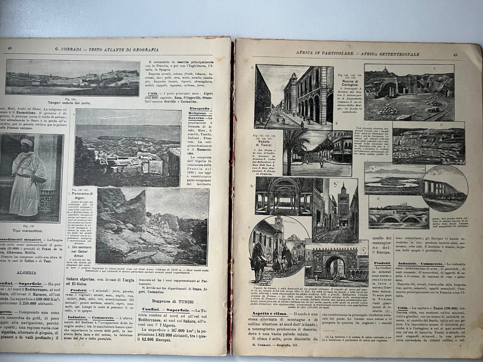 G. CORRADI TESTO ATLANTE DI GEOGRAFIA VOLUME TERZO REMO SANDRON 1911 F. NONNI