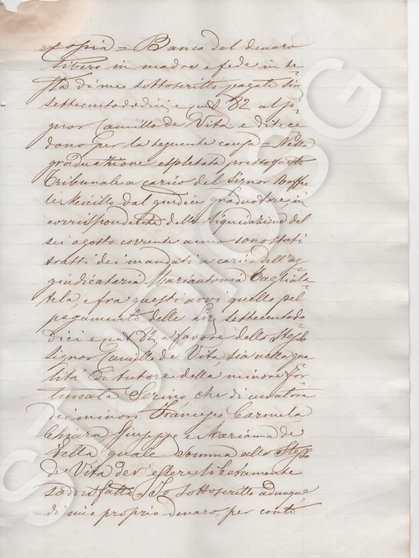 1880 NAPOLI BANCO DEL DENARO LIBERO IN MADRE E FEDE CASSA PIETA' LIRE 712