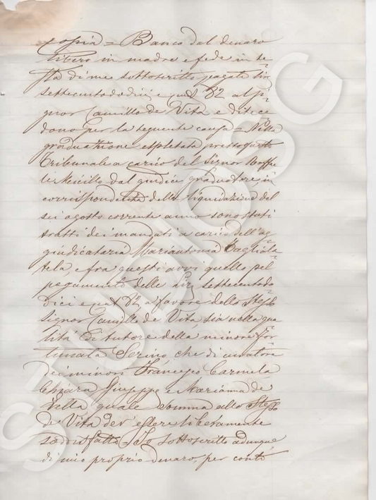 1880 NAPOLI BANCO DEL DENARO LIBERO IN MADRE E FEDE CASSA PIETA' LIRE 712