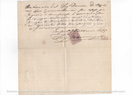NAPOI 1895 AVV. LUIGI SCANNAGATTI QUIETANZA DI PAGAMENTO CON BOLLO UMBERTO I