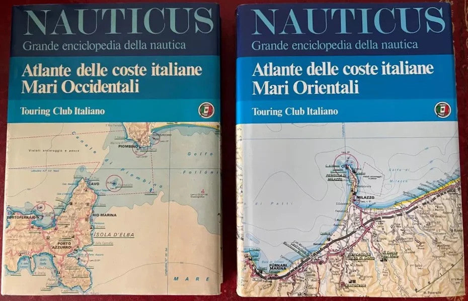NAUTICA 2 VOLUMI ATLANTE DELLE COSTE ITALIANE MARI ORIENTALI E OCCIDENTALI TCI