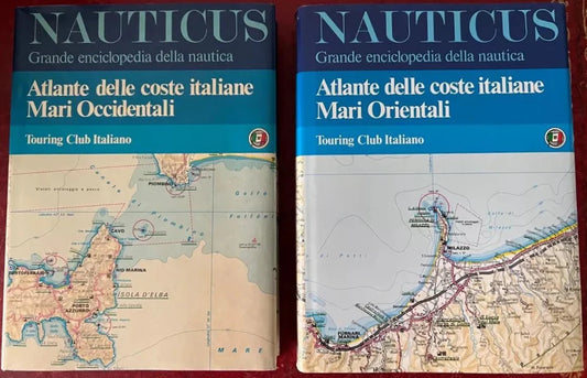 NAUTICA 2 VOLUMI ATLANTE DELLE COSTE ITALIANE MARI ORIENTALI E OCCIDENTALI TCI