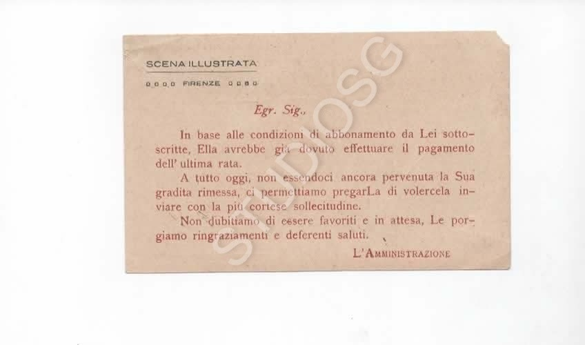 CARTOLINA PUBBLICITARIA RIVISTA SCENA ILLUSTRATA 1932 PROGRAMMA ABBONAMENTO