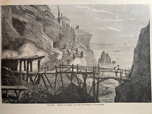 STAMPA 1886 MINIERE DI STAGNO E DI RAME PROVIDENCE IN CORNOVAGLIA