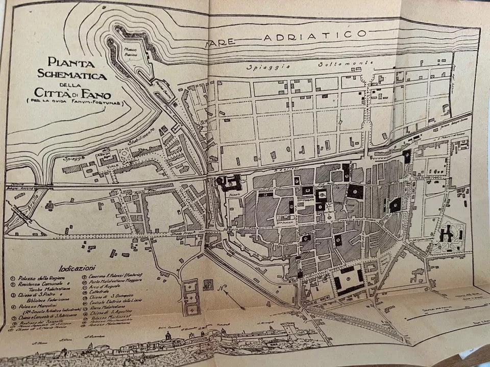 FANUM FORTUNAE CESARE SELVELLI 1924 GUIDA DI FANO ILLUSTRATA FERROVIE STORIA