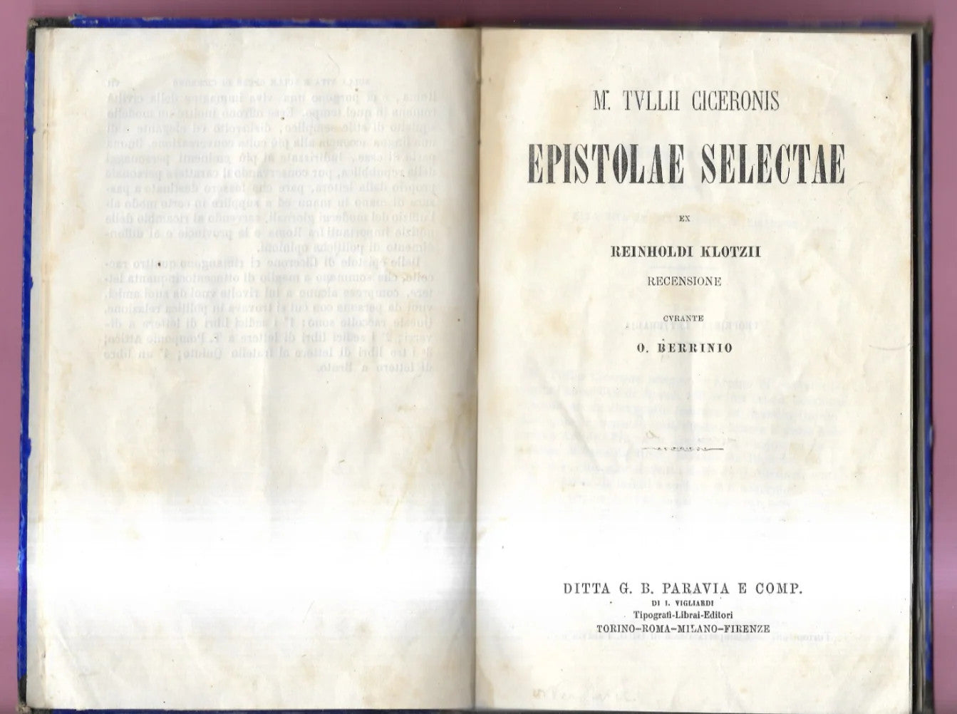 M. TULLII CICERONIS EPISTOLAE SELECTAE EX REINHOLDI KLOTZII 1887 PARAVIA