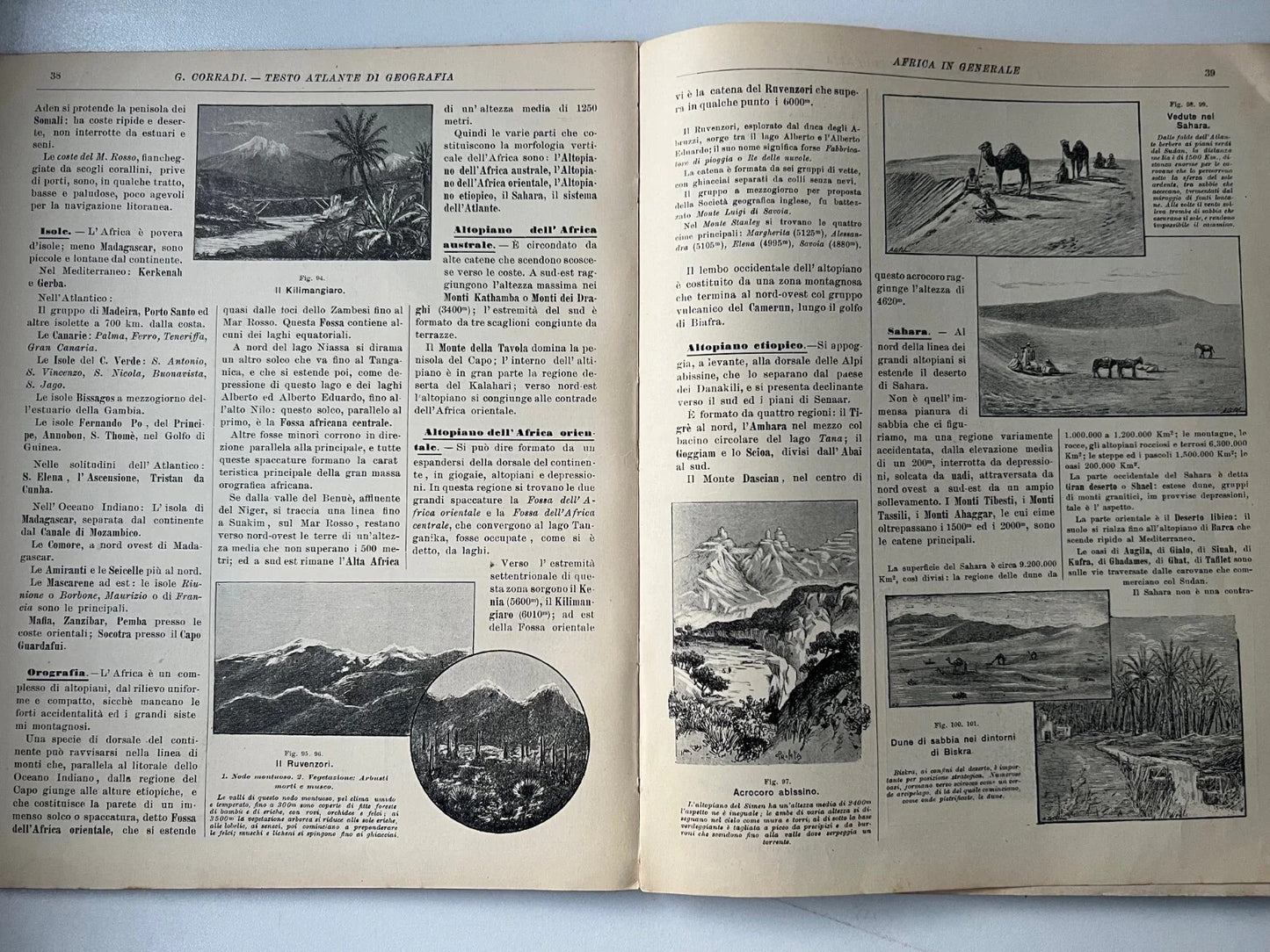 G. CORRADI TESTO ATLANTE DI GEOGRAFIA VOLUME TERZO REMO SANDRON 1911 F. NONNI