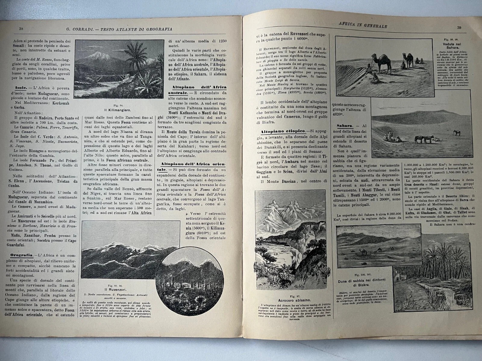 G. CORRADI TESTO ATLANTE DI GEOGRAFIA VOLUME TERZO REMO SANDRON 1911 F. NONNI