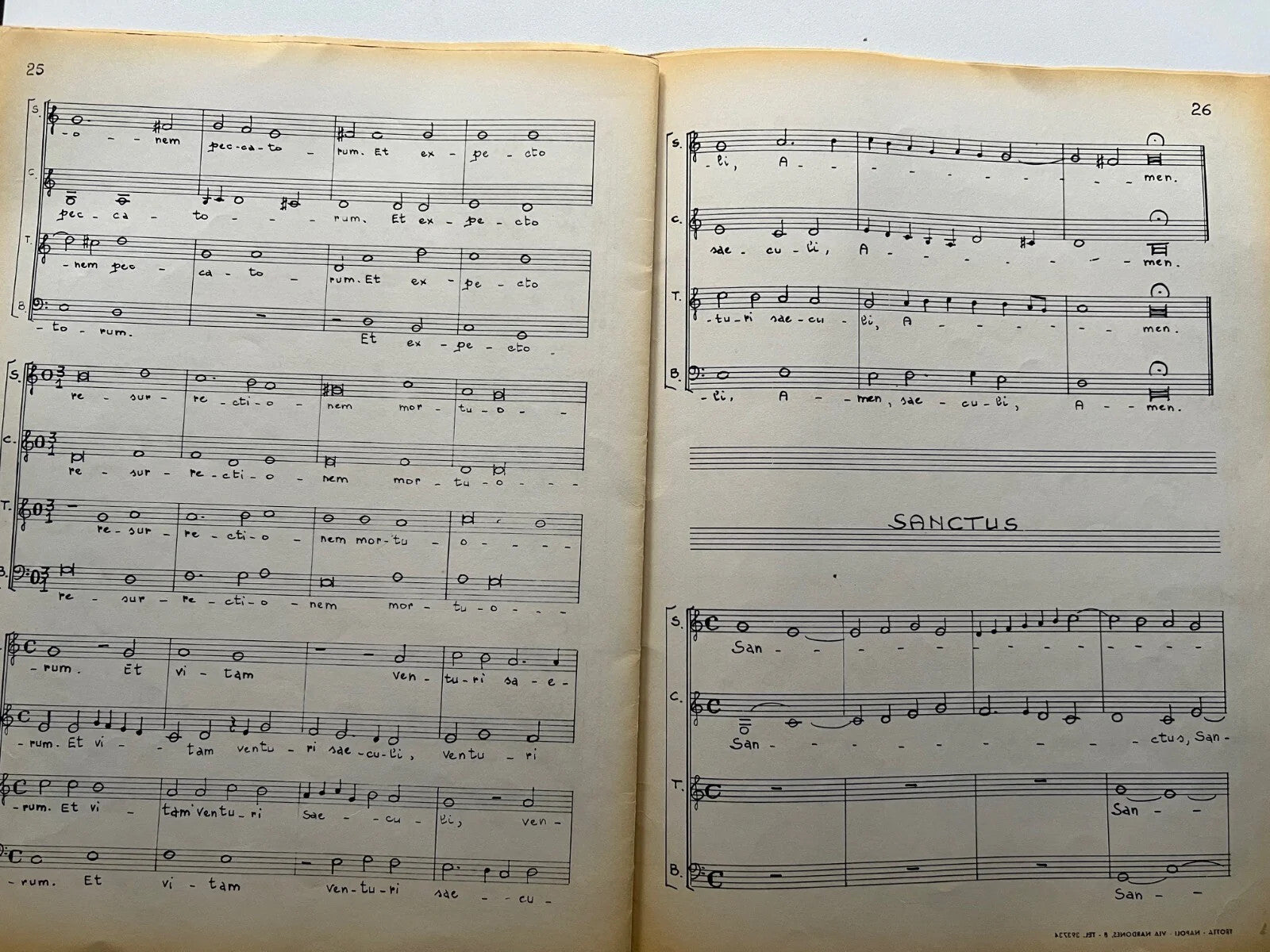 SPARTITO MANOSCRITTO FELICE ANERIO MISSA , MUSICA E TESTO 34 PAGINE