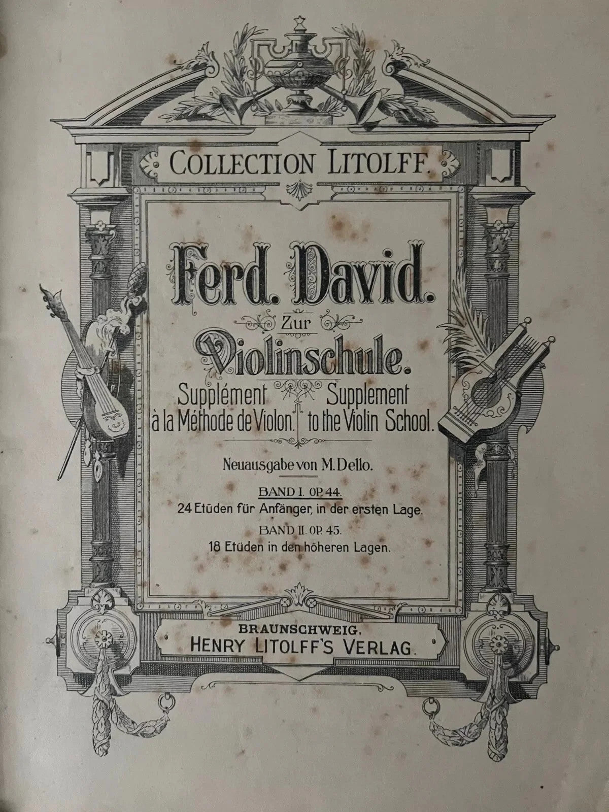 RARO SPARTITO FERDINAND DAVID VIOLINSCHULE , SCUOLA DI VIOLINO COLLECT. LITOLFF