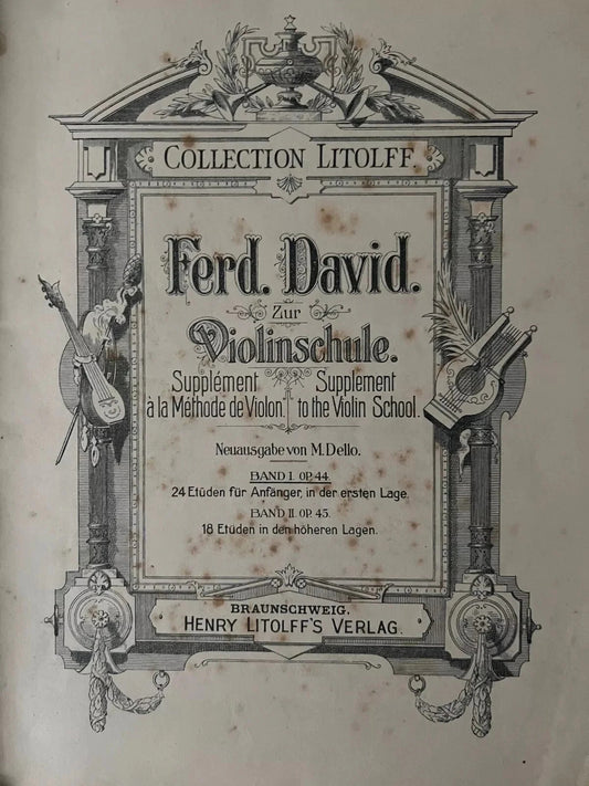 RARO SPARTITO FERDINAND DAVID VIOLINSCHULE , SCUOLA DI VIOLINO COLLECT. LITOLFF